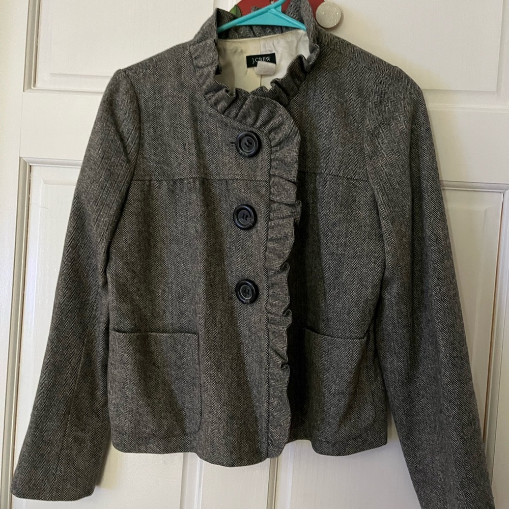 J. Crew Gray Wool Blend Structured Blazer